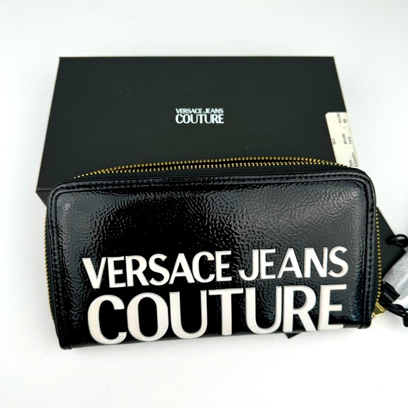 VERSACE JEANS COUTURE Logo Patent wristlet - Picture 1 of 5